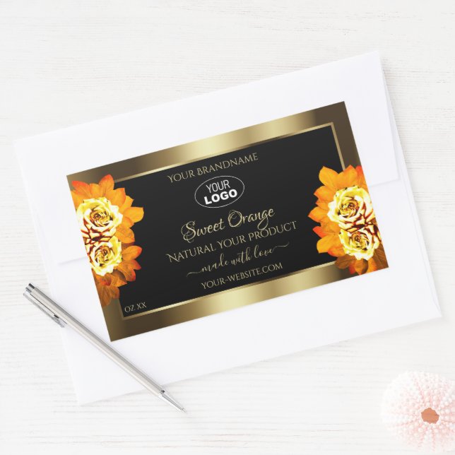 Black Gold Product Labels Leafy Orange Roses Logo (Envelope)