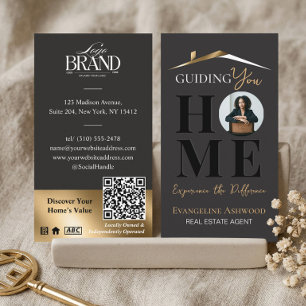 Black Gold Professional Home Real Estate Agent QR Business Card