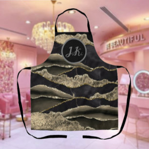 Black Gold Professional Marble Agate Glam  Apron