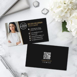 Black Gold Professional QR Code Photo Logo Business Card