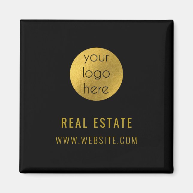 Black Gold Professional Real Estate Agent Business Magnet (Front)