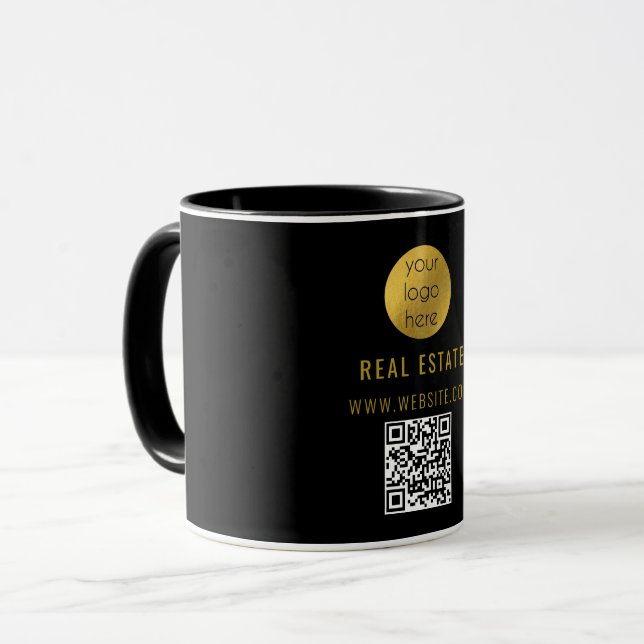 Black Gold Professional Real Estate Agent Business Mug (Front Left)