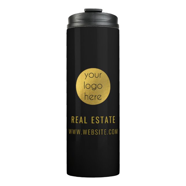 Black Gold Professional Real Estate Agent Business Thermal Tumbler (Front)