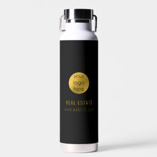 Black Gold Professional Real Estate Agent Business Water Bottle