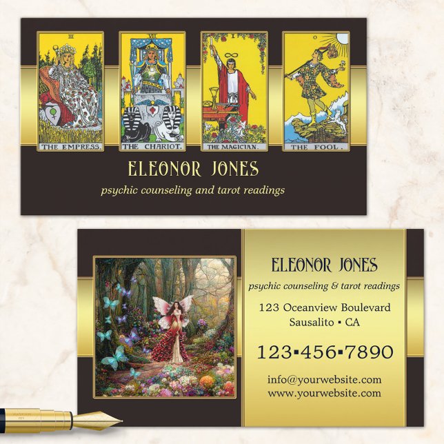 Black Gold Psychic Tarot Reader Photo Business Car Card (Creator Uploaded)