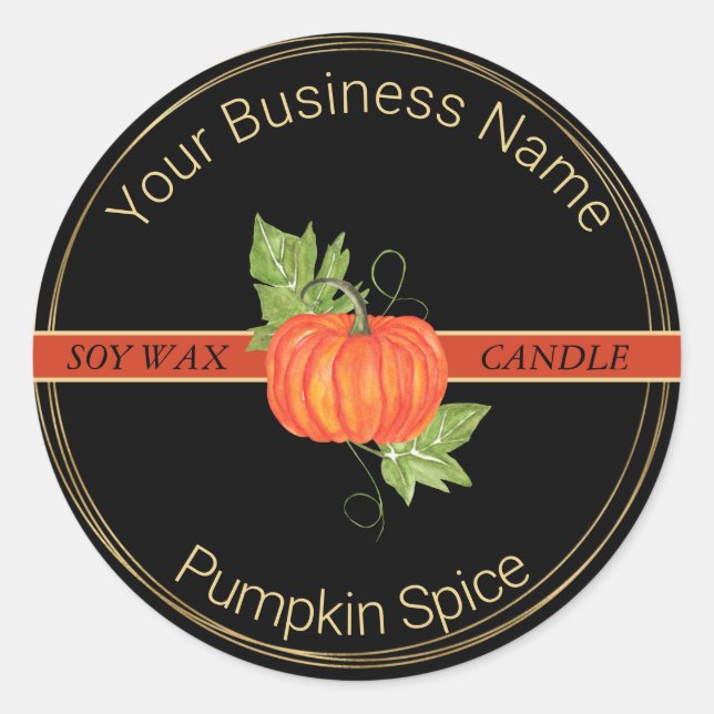 Black & Gold Pumpkin Spice Candle Product Label (Front)