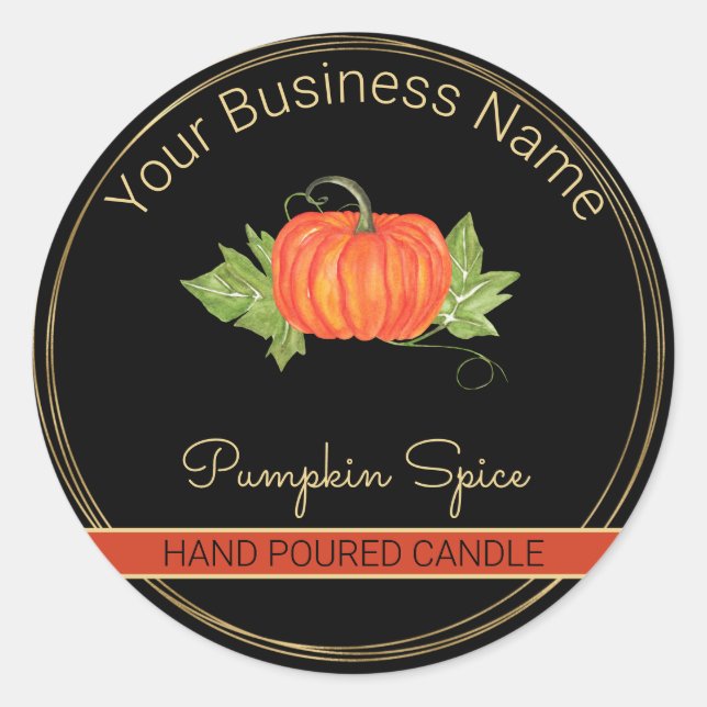 Black & Gold Pumpkin Spice Candle Product Label (Front)