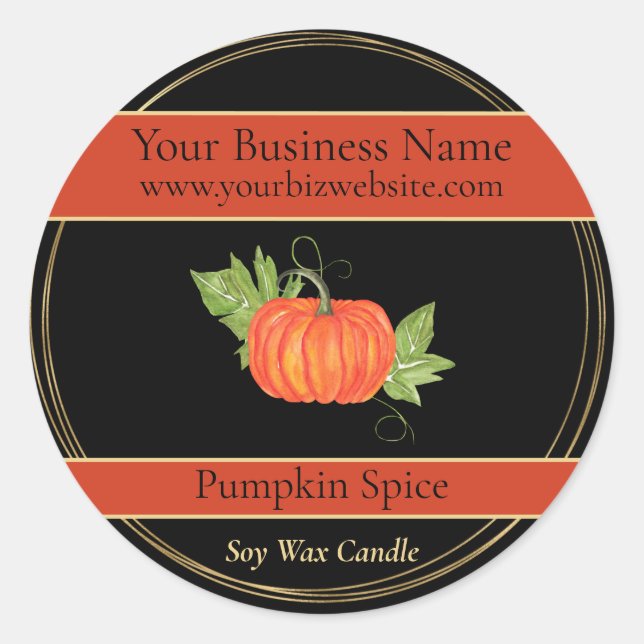 Black & Gold Pumpkin Spice Candle Product Label (Front)