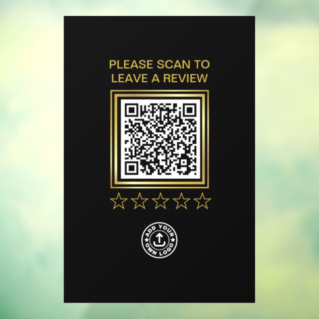 Black Gold QR Code Business Logo Scan To Review Window Cling (Sheet 3)