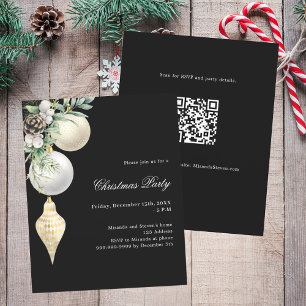 Black gold QR code Christmas Party invitation