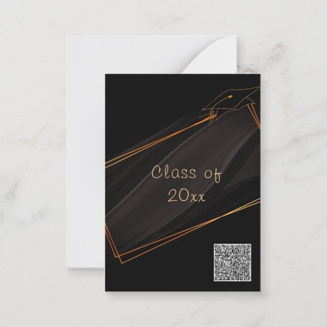 Black Gold QR Code Graduation Invitations Template (Back)