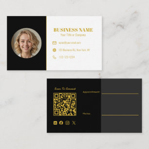 Black Gold QR Code Photo Corporate Luxury Realtor Business Card