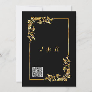 Black Gold QR Code Wedding Invitation Example