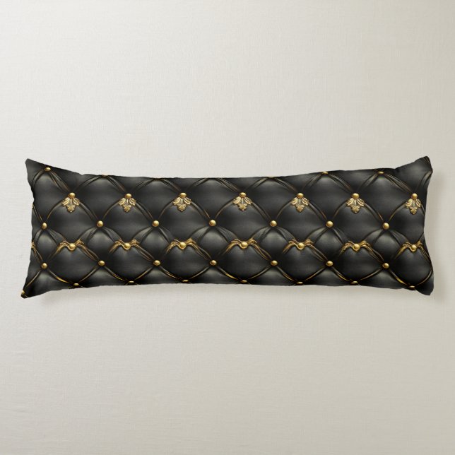 Black Gold Quilted Leather Pattern Body Cushion (Front)