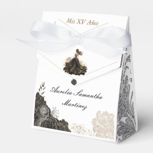 Black Gold Quinceañera Recuerdo Favour Box