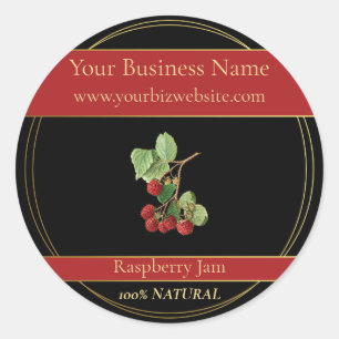 Black & Gold Raspberry Jam Product Label