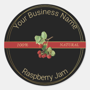 Black & Gold Raspberry Jam Product Label