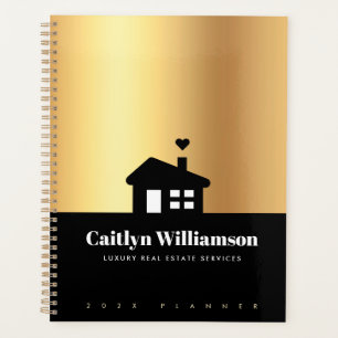 Black Gold Real Estate Broker Agent House Modern Planner