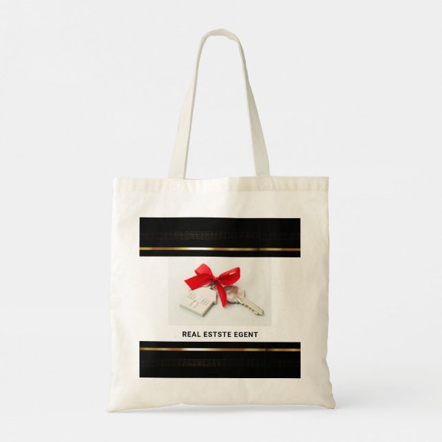  Black & Gold Real Estate Marketing Introduction Tote Bag (Back)