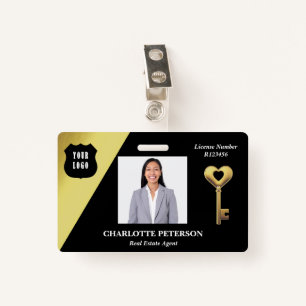 Black & Gold Real Estate Realtor Name ID Badge