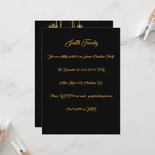 Black, Gold & Red Christmas Party Invitation