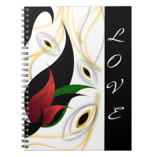 Black, Gold, Red & Green Abstract Ornamental Art Notebook