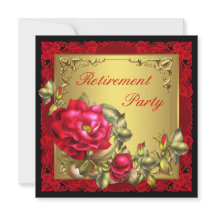 Black Gold Red Rose Womans Retirement Party