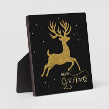 Black & Gold Reindeer Plaque