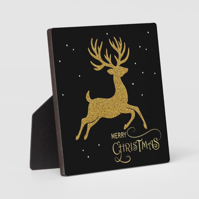 Black & Gold Reindeer Plaque (Front)