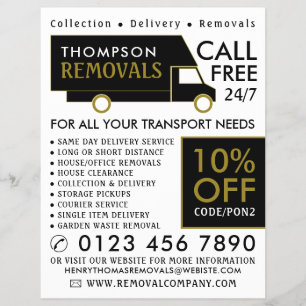 Black & Gold Removal Van Company Advertising Flyer