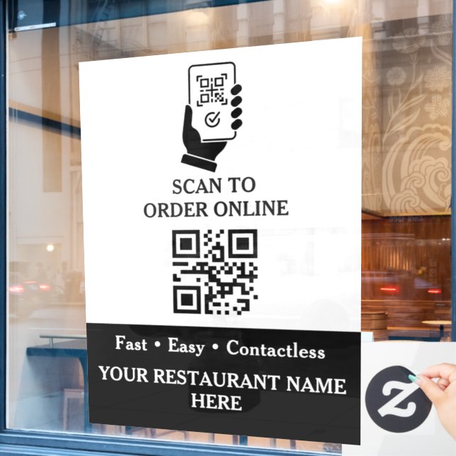 Black & Gold Restaurant Welcome  Window Cling (Cafe Window)