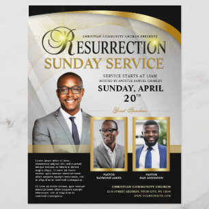 Black & Gold Resurrection Sunday Service Church Flyer