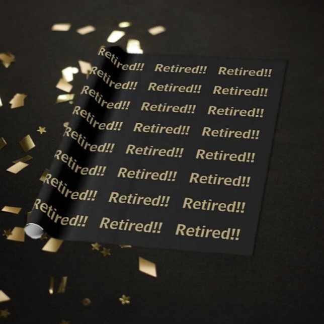 Black/gold Retired/retiree gift wrapping paper (Creator Uploaded)