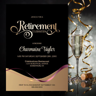 Black Gold Retirement Party Invitation