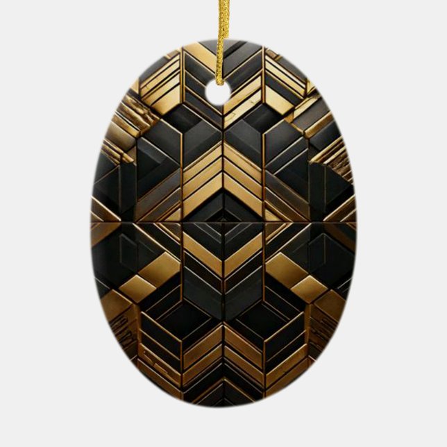 Black Gold Retro Ceramic Tree Decoration (Front)