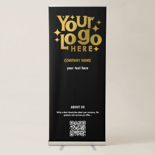 Black Gold Retro Unique Promotional Business Logo Retractable Banner
