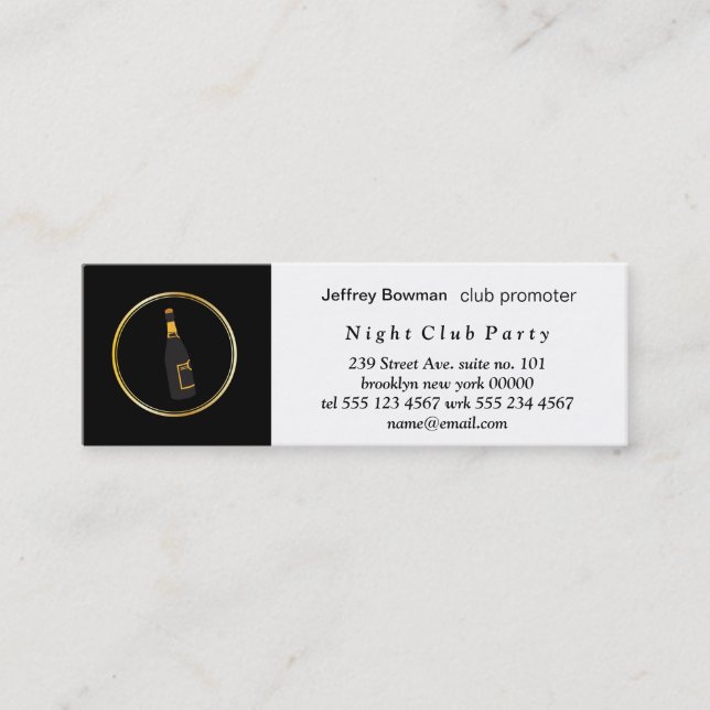 Black Gold Ring Champagne Mini Business Card (Front)