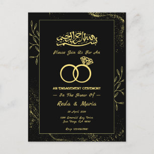 Black Gold Ring Islamic Muslim Engagement Postcard