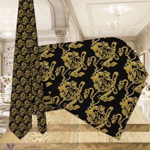Black & Gold Roaring Lion Tie