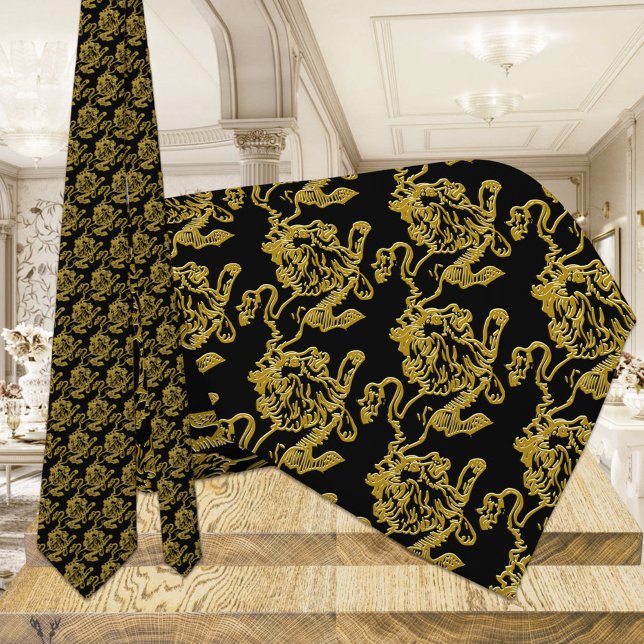 Black & Gold Roaring Lion Tie (Creator Uploaded)
