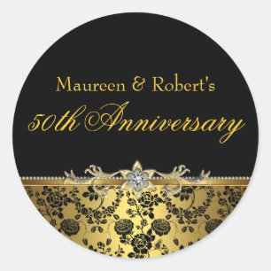 Black & gold Rose 50th Anniversary Sticker
