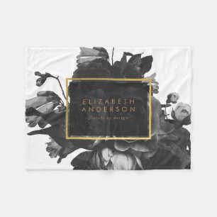 Black Gold Rose Bouquet Merch Fleece Blanket