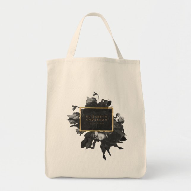 Black Gold Rose Bouquet Tote Bag (Front)