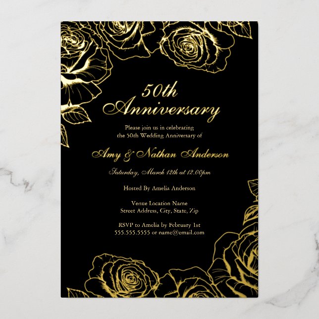 Black Gold Rose Garden 50th Wedding Anniversary  (Front)