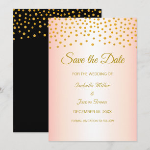Black Gold Rose Wedding Save the Date Invitation