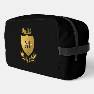 Black & Gold Royal Emblem Shield Monogram  Dopp Kit
