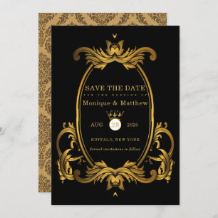 Black Gold Royal Wedding Save The Date Cards