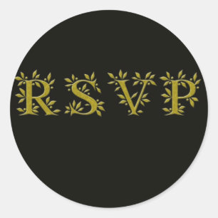 BLACK GOLD RSVP CLASSIC ROUND STICKER