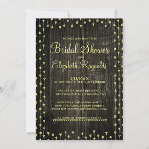 Black & Gold Rustic Country Bridal Shower Invites