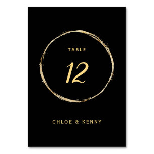 Black & Gold Rustic Gold Circle Frame Wedding Table Number